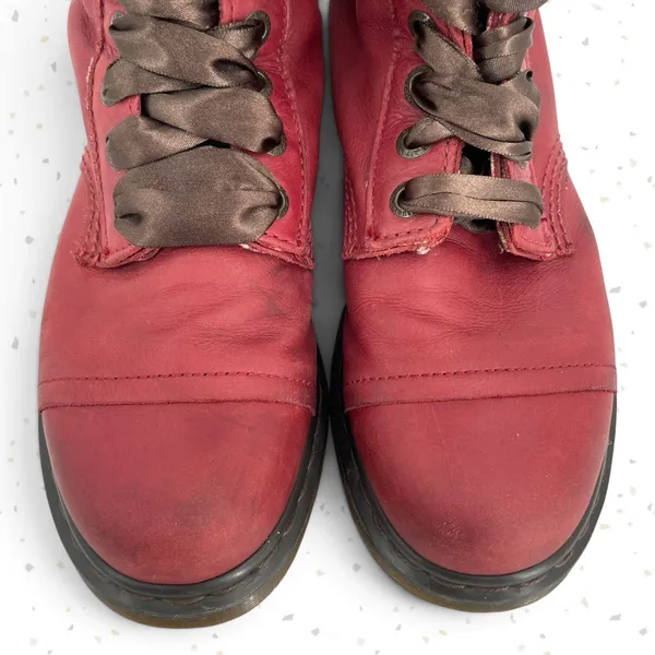 Dr. Martens Triumph Boots Red Oxblood Leather Pirate Fold Down Floral Boots US 9 - Image 8