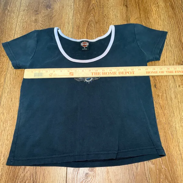 VTG 1995 Harley Davidson Rules Womens XL Baby‎ Tee Houston TX Ringer Shirt USA - Image 7