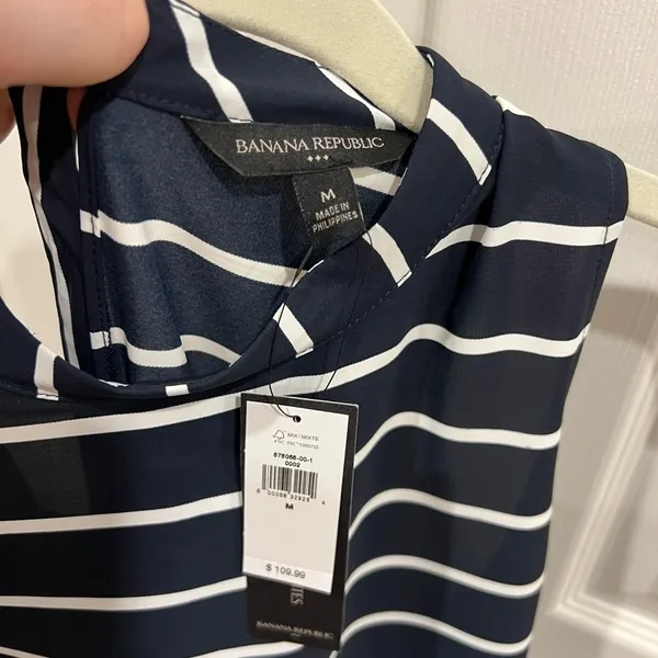Banana Republic Factory‎ Striped High-Low Dress Womens Blue White Size Medium - Image 3