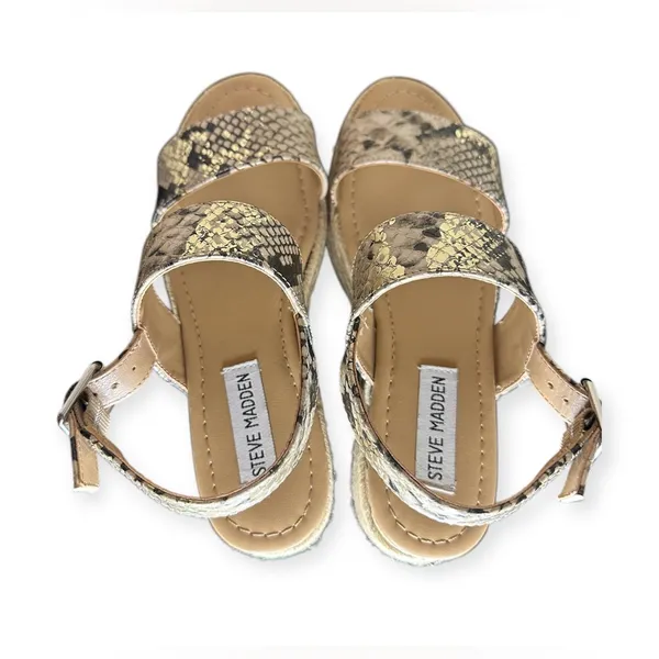 Steve Madden Fifer Snake Animal Print Espadrille Wedge Sandals - Image 2