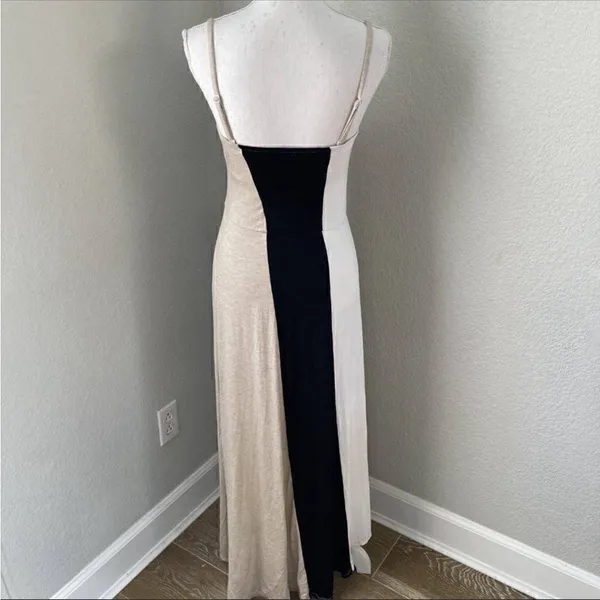 Calvin Klein NWT Womens Beige Colorblock Asymmetrical Hem Midi Dress Small - Image 3