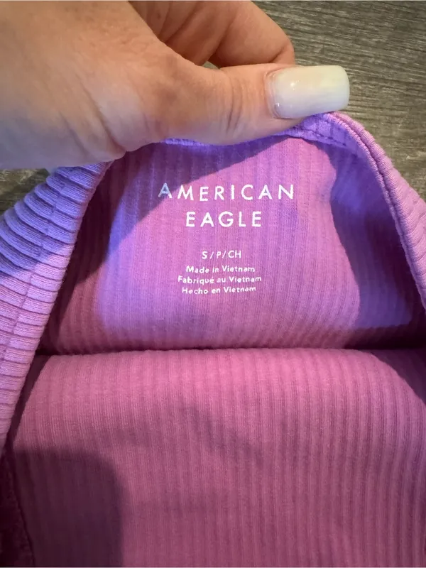 American Eagle Ribbed Halter Tank Top with Lace Details - Image 2