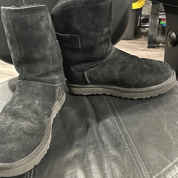 UGG Black Suede Winter Boots with Bling Buckle size 6 - Image 5