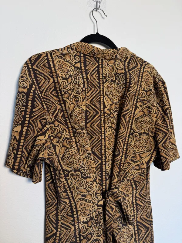 Vintage 90s Long Maxi Dress Button Up Tribal Print - Image 2