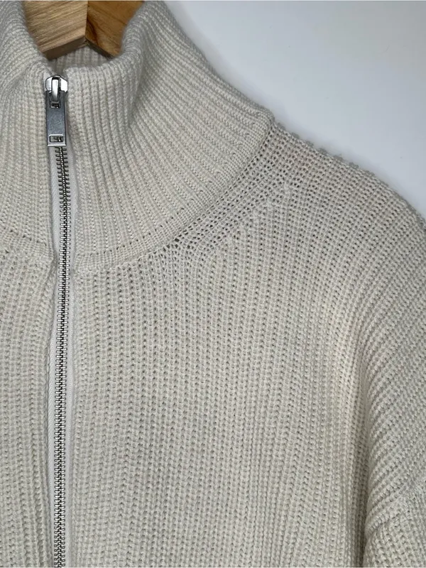 Quince NWT 100% Merino Wool Half Zip Sweater Cream Ivory Size Small - Image 4