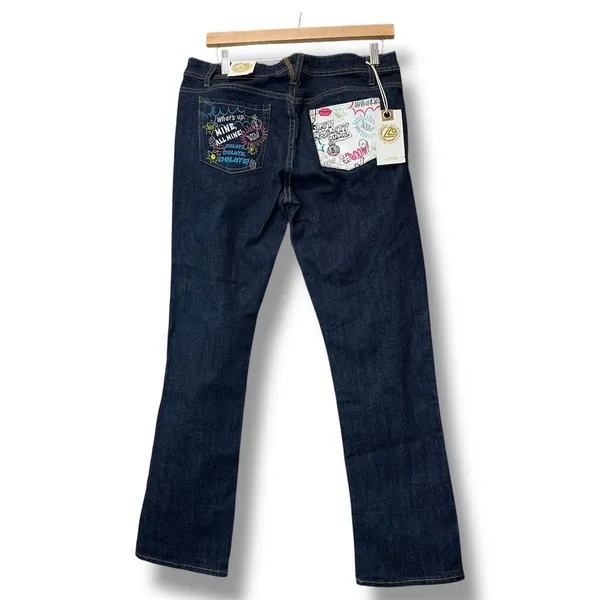 Lot 29 Women's Bootcut Jeans M Blue Dark Wash Graphic Pockets‎ Y2K Grunge Skater - Image 4