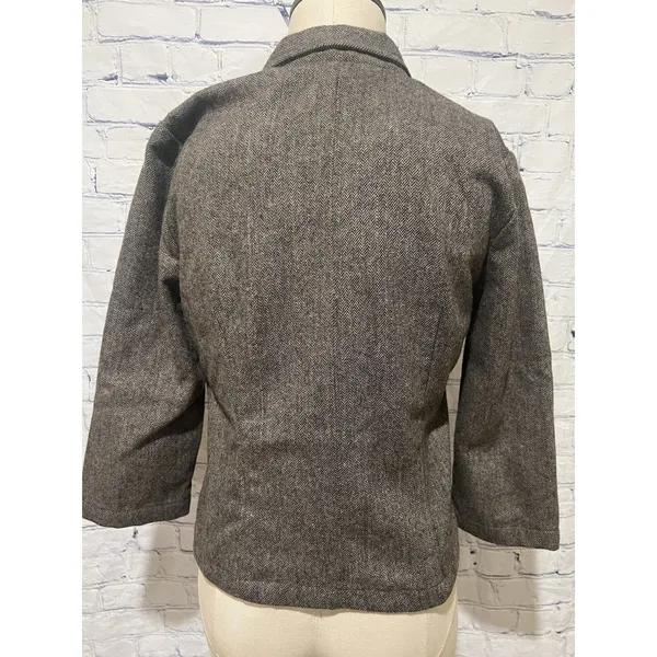 Andrew & Co. Brown Tweed Cropped Jacket Herringbone Pattern, 3/4 sleeves Medium - Image 4