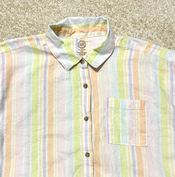 Neon Striped Button Down w/ Tie Front - Image 2