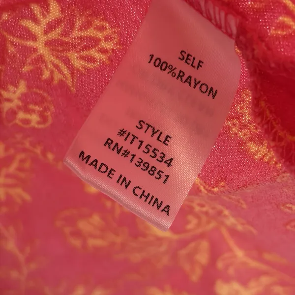 Oddi Small Rayon Blouse Ruffle Sleeve High‎ Neck Pink Orange Floral Feminine - Image 4
