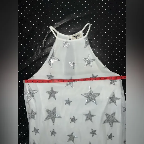 Show Me Your MuMu White and Silver Star Mini Dress - Image 3