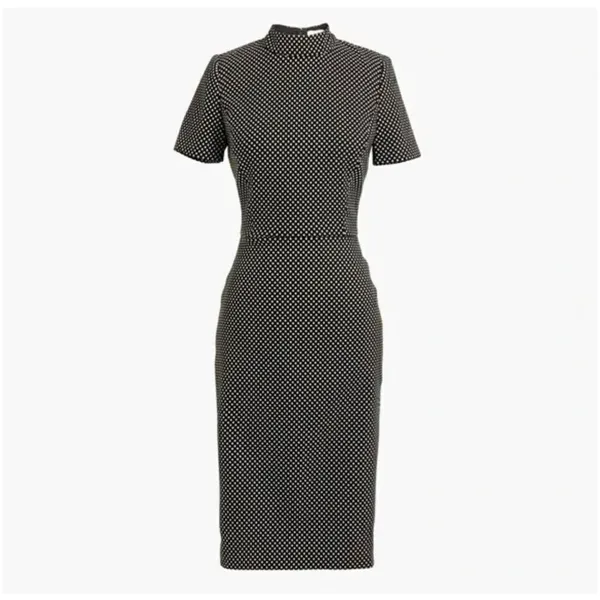 NWT JCrew Mock Neck Jacquered Sheath Dress Black/ Metallic Gold Short Sleeve Siz - Image 13
