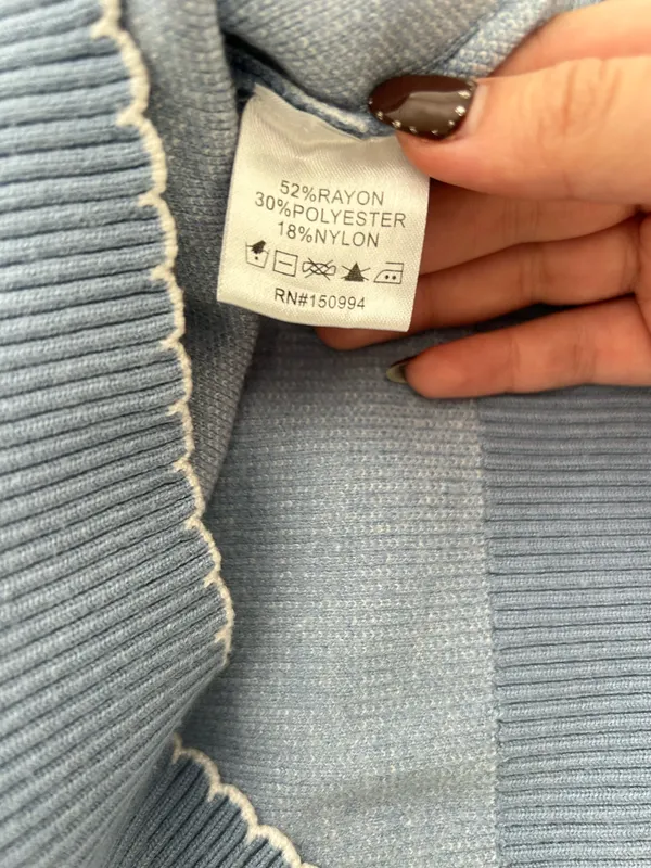 Nikka K Knit Sweater Coquette Cropped Pullover Blue Size M - Image 4