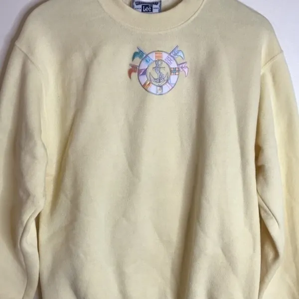 Lee Women's Vintage Nautical Anchor Pullover Sweater Yellow S - Image 3