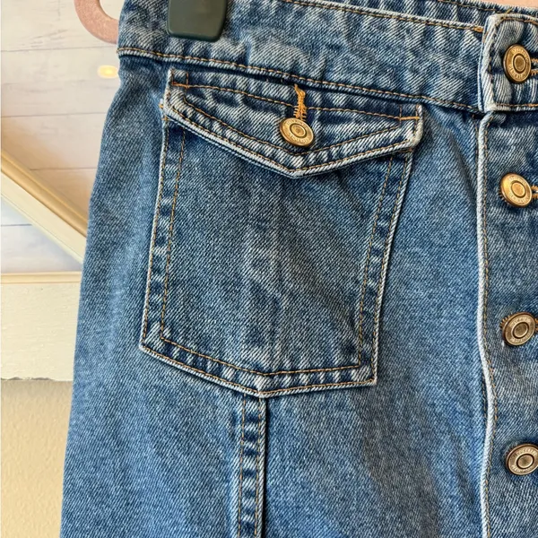ZARA TRF Button-Front Raw‎ Edge Denim Skirt large size 30 - Image 2