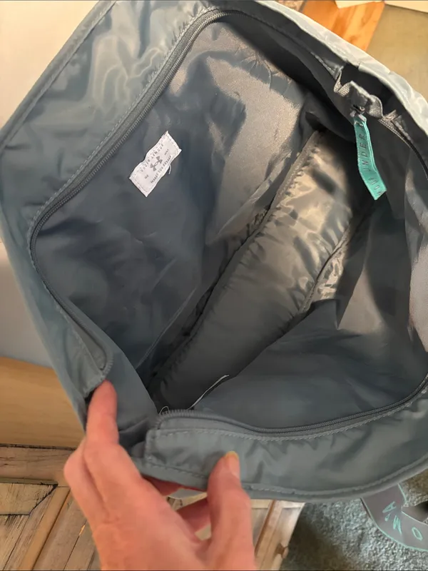 Under Armour Gray with Teal Logo Double Straps Nylon Tote - Image 8