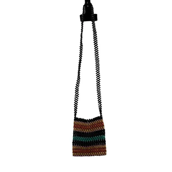 American Eagle Multicolor Boho‎ Retro Beaded Small Crossbody Purse - Image 2
