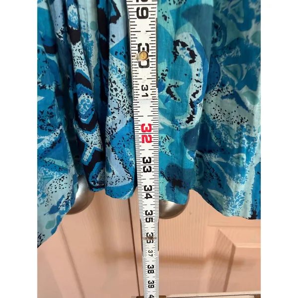 Vintage Broomstick Maxi Skirt Blue Geometric Cotton Huntington Ridge Size Medium - Image 5