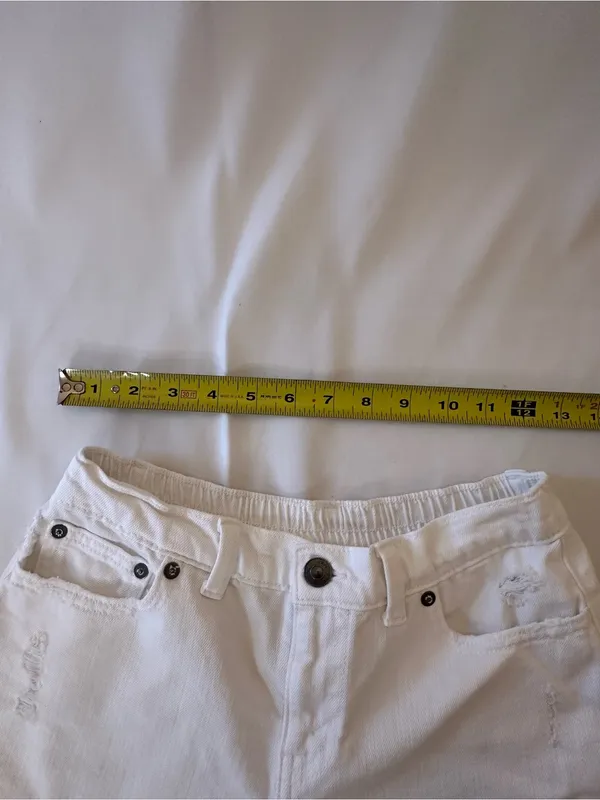 aerie White Distressed Denim Cutoff Shorts - Image 3