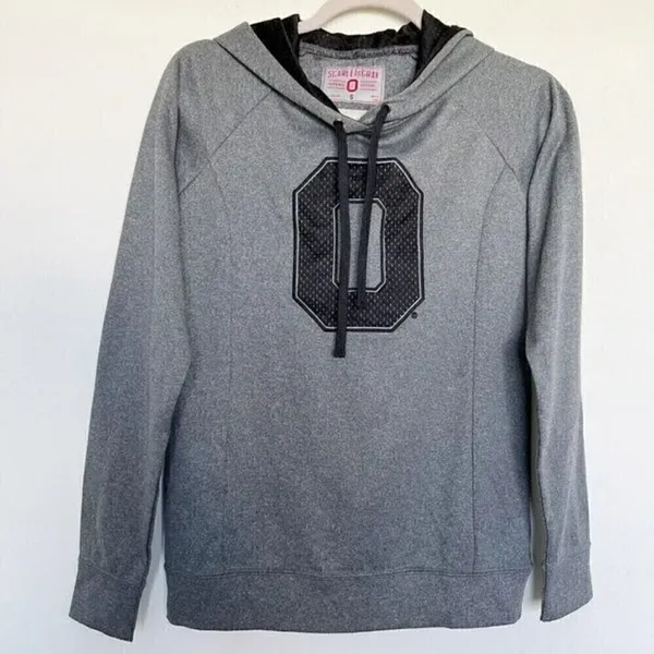 NEW Ohio State Buckeyes Hoodie SMALL Gray Scarlet & Gray Pullover Sweatshirt - Image 2