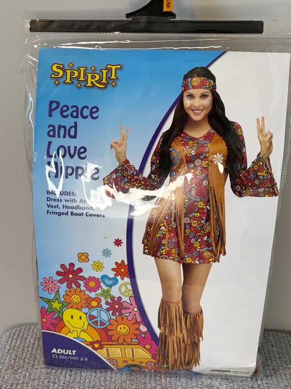 Spirit Halloween Peace and Love Hippie Adult Costume Size S/M (2-8) - Image 3
