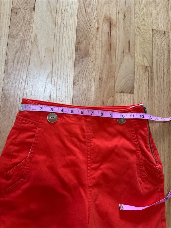 Maeve Anthropologie Fire Red Orange Wide Leg Crop Pants Sz 2 - Image 3