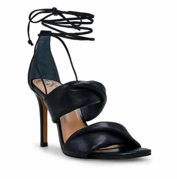 NIB Vince Camuto VC-Andrequa Black Leather Strappy Square Toe Heels - Image 4