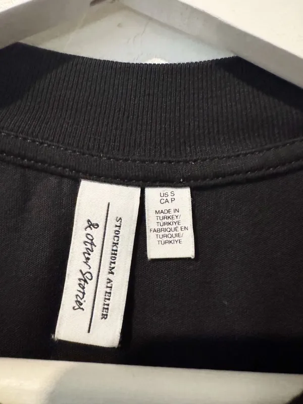 & Other Stories Relaxed Crewneck T-Shirt Small Black Capsule Basic Minimalist - Image 7