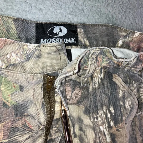 Mossy Oak Cargo Pants Women Medium Camo‎ Break-Up Pink Logo Drawstring Hem - Image 3