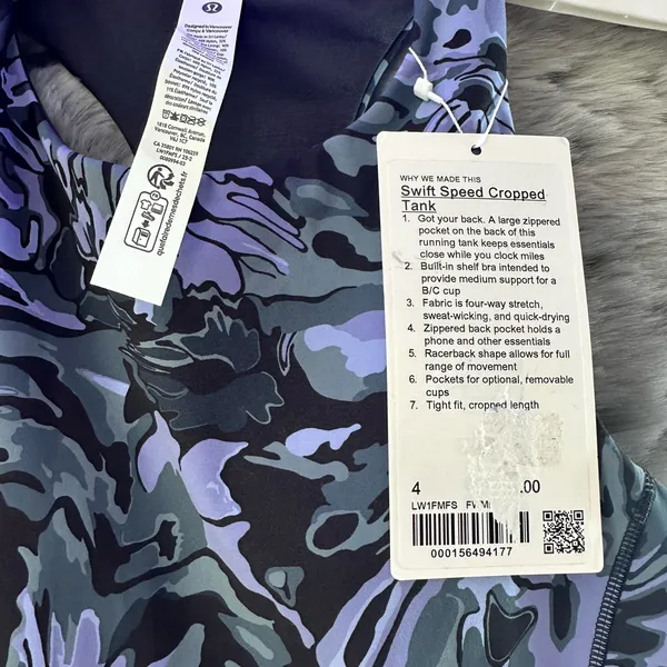 335. Lululemon sz 4 swift speed cropped tank b/c cup - Image 5