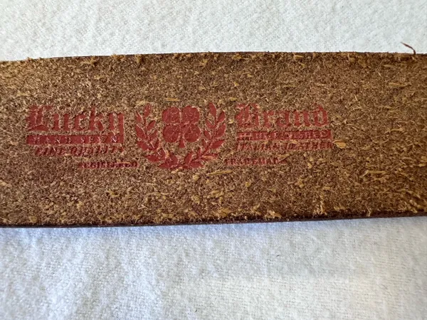 Vintage Lucky Brand Y2K Brown Studded Leather Crystal Buckle Belt Wide Western - Image 4