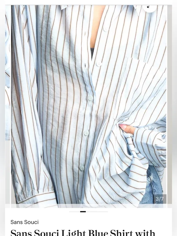 Frame Denim Striped Button-Up Shirt in Light Green and White - Image 4