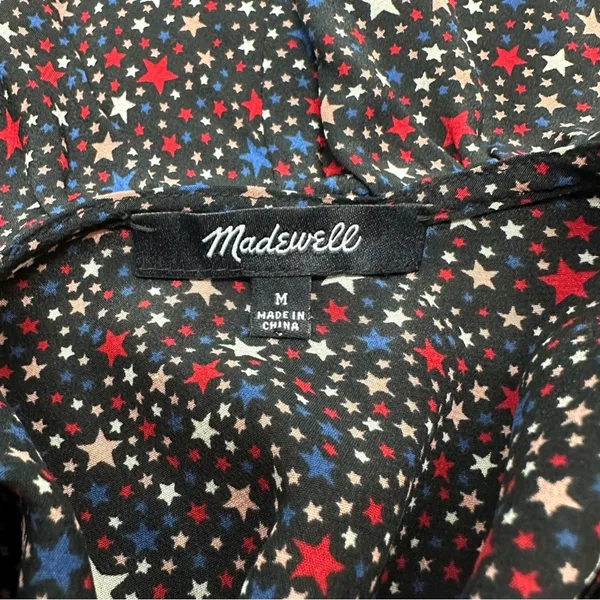 Madewell Silk‎ Ruffle-Hem Wrap Long Sleeve Top in Starry Night Size M - Image 8