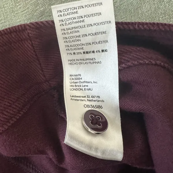 Anthropologie Maeve Burgundy Ribbed cigarette pants Leggings Size 2 - Image 5