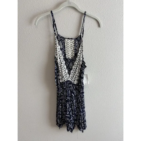 NWT Angie Gypsy Soul Romper Dress Small Blue White‎ Boho Crochet Lace Dillard's - Image 2