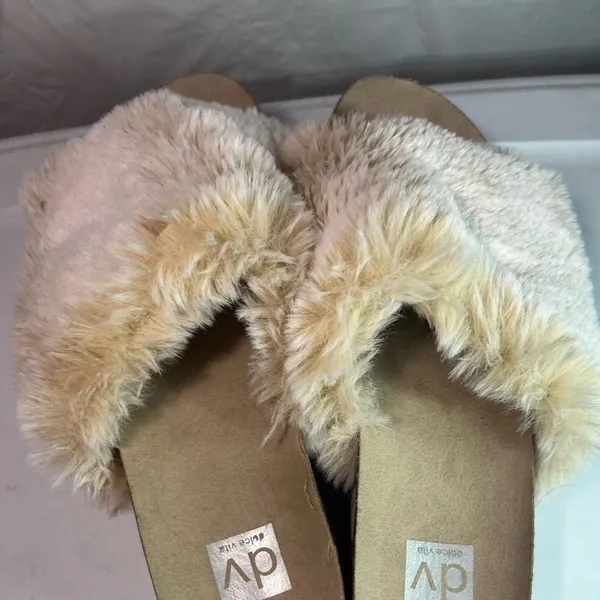 Dolce Slides vita ilenia platform fuzzy SLIPPER SLIDES size 10 NEUTRAL - Image 9