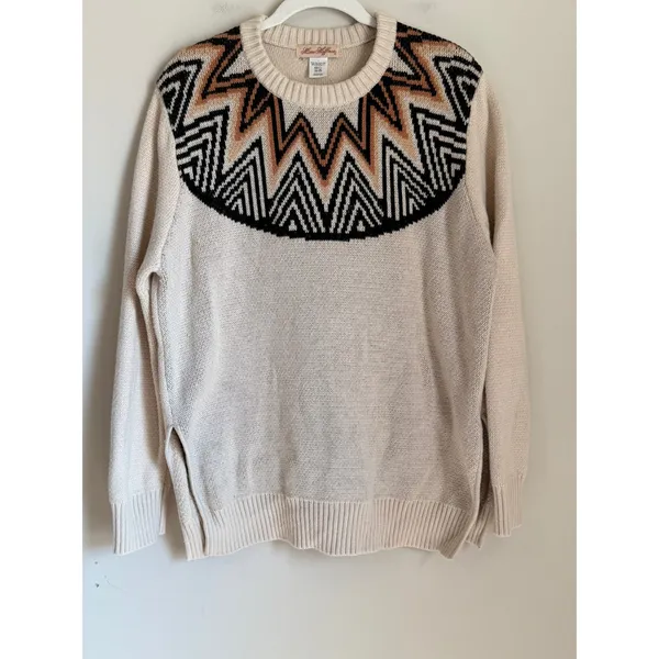 Mara Hoffman Sweater Women Large Cream Geometric Wool Cotton - Image 2