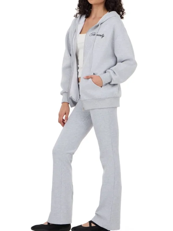 Forever 21 Sequin Angel Wings Grey Hooded Jacket - Image 4