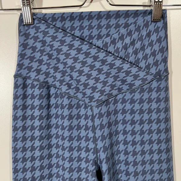 Aerie Crossover Flare Pants in Blue Houndstooth Size Medium Short - Image 7