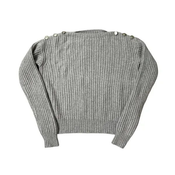 Max Mara Beige Wool Cashmere Ribbed Knit Boat Neck Sweater Quiet Luxury French - Image 2