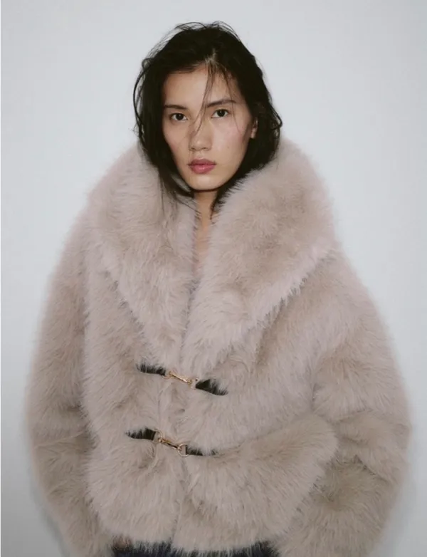 Zara Short Faux Fur Toggle Coat - Image 2