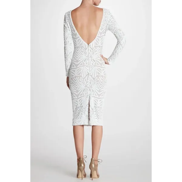 BN31. Dress the population -Emery Long Sleeve Sequin Cocktail Dress - Image 2