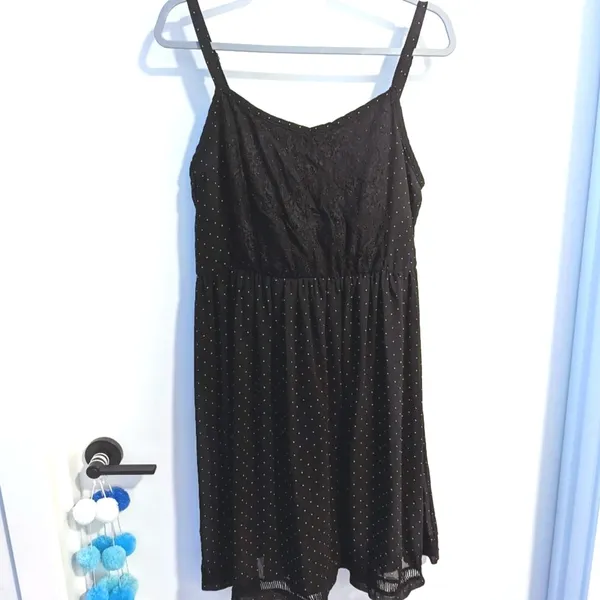 Torrid Womens Plus Size 1 1X 14 Black white polka dot babydoll empire dress - Image 2