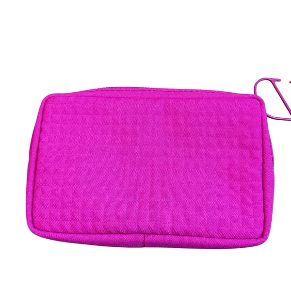 Valentino Hot Pink Studded Mini Clutch Pouch Bag Wallet Purse V Charm Zipper - Image 3