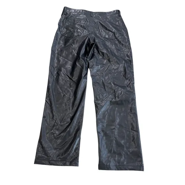Abercrombie 90s Straight Vegan Leather Pants Womens 32 14 Ultra High Rise Black - Image 3