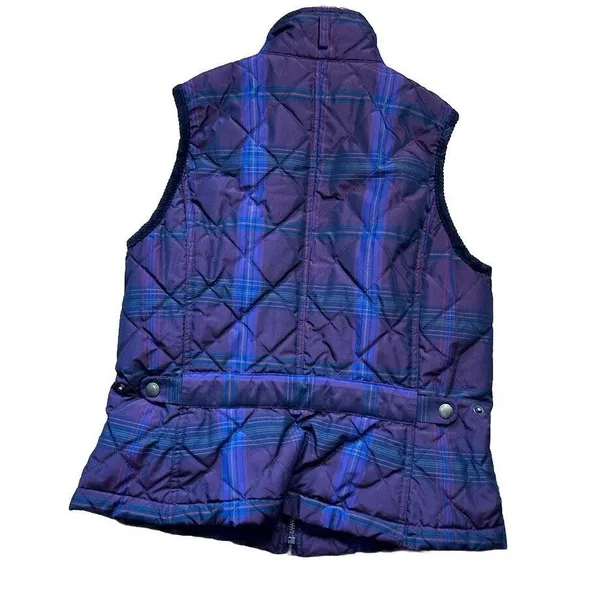 Lauren Ralph Lauren Plaid Puffer‎ Vest Purple Size Medium Zip Flaws See Photo - Image 7