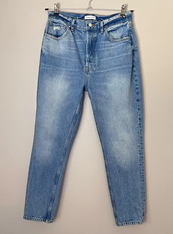 Anine Bing Sonya High Rise Button Fly Ankle Slim Leg Jeans Light Blue Wash 30 - Image 2