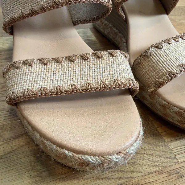 DV by Dolce Vita Women's 8 Electric Raffia Wedge Sandals Open Toe Brown Beige - Image 2