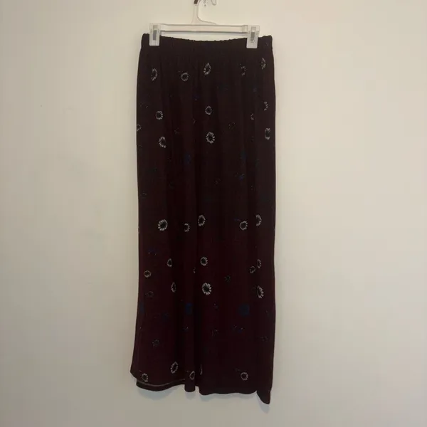 Purple Blue & White Soft & Stretchy Floral Maxi Skirt - Image 3