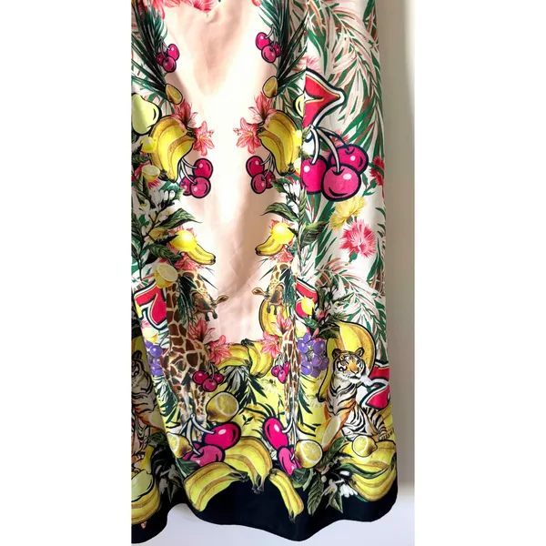 Asos Tropical Fruit Spagetti Strap Side Slit Midi Dress Pink Size 4 - Image 4