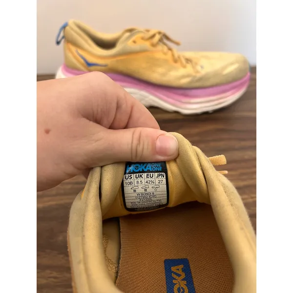 Hoka Bondi 8 Women Running Shoes 10B Impala Cyclamen Yellow Pink 1127952 ICYC - Image 6